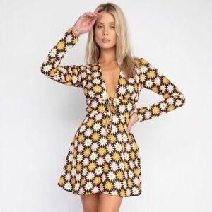 NWT- RESA Willa Long Sleeve Mini Dress in Loveshack